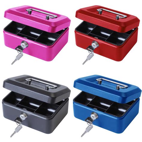 small metal lock box with key|small lockable cash box.